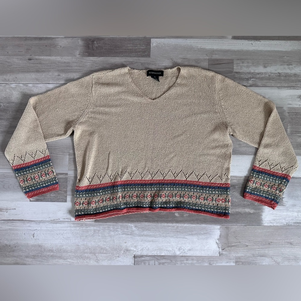 Bushwacker |  Vintage Women’s Crocheted Bohemian Pullover Sweater | Size XL